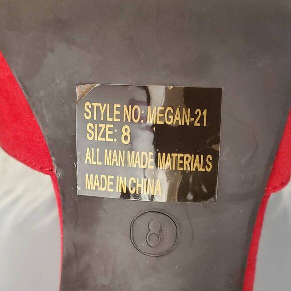 Breckelle's Megan 21 Red Faux Suede Pointed Toe Pumps 8 - Picture 8 of 8